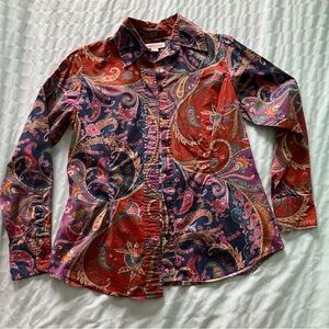 Paisley Cotton Coldwater Creek Button-Up Shirt XS